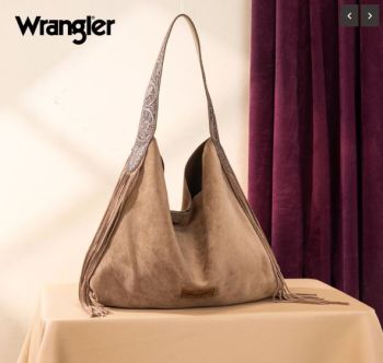 WG239-9182 KH Wrangler Fringe Floral Tooled Hobo Bag