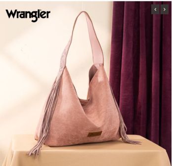 WG239-9182 PK Wrangler Fringe Floral Tooled Hobo Bag