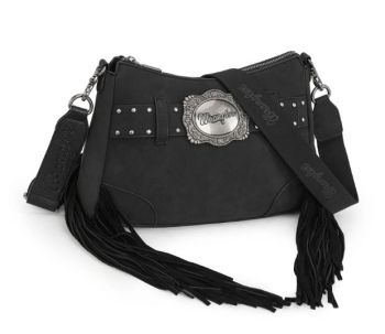 WG241-2022 BK Wrangler Fringe Buckle Hobo Bag/Crossbody Bag