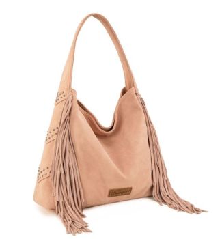 WG244-9182 PK Wrangler Fringe Studded Hobo Bag