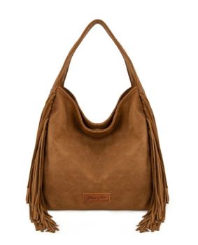 WG244-9182 BR Wrangler Fringe Studded Hobo Bag