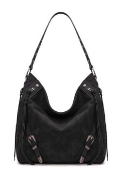 WG245-918 BK Wrangler Buckle Hobo/Crossbody Bag