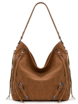 WG245-918 BR Wrangler Buckle Hobo/Crossbody Bag