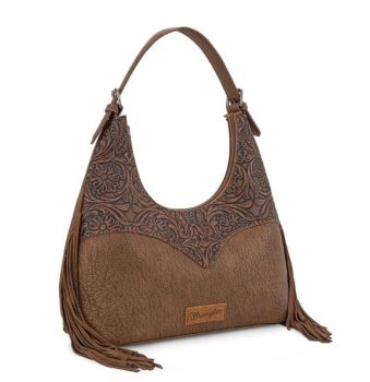WG265-3027 CF Wrangler Fringe Floral Tooled Hobo Bag