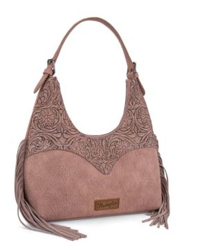 WG265-3027 DPK Wrangler Fringe Floral Tooled Hobo Bag