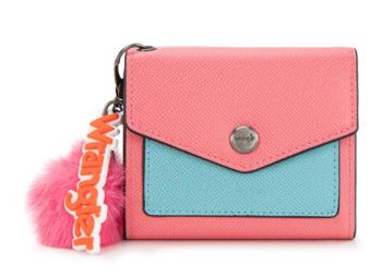 WG274-W079 PK-BL Wrangler Tri-Fold Wallet with Keyring Pom Pom