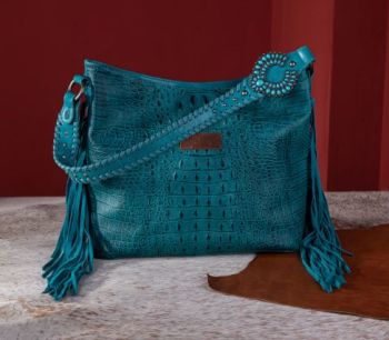 WG62G-918 TQ Wrangler Croc Embossed Whipstitch Concealed Carry Hobo