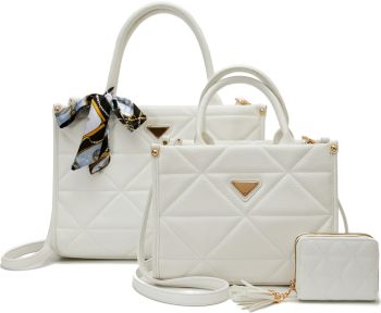 PU24806-T3 WT DESIGNER 2 HANDBAG WITH 1WALLET SET