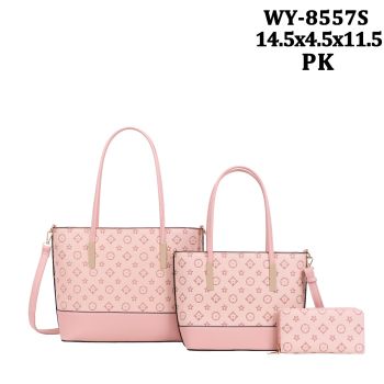 WY-8557S PK FASHION HANDBAG 3PC SETS