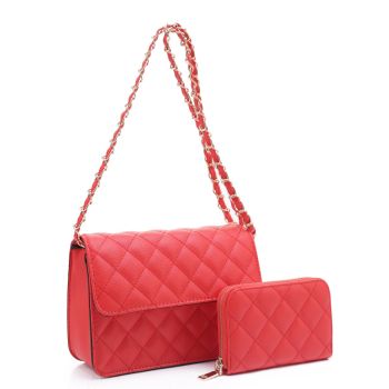 XB20141 CR QUILT CROSBODY BAG WITH WALLET