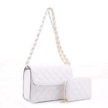 XB20141 WT QUILT CROSBODY BAG WITH WALLET