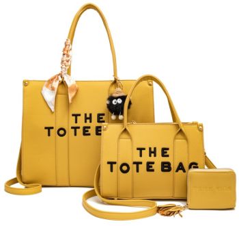 PU-25519-T3 YL 2 THE TOTE BAG 2 HANDBAGS WITH WALLET SETS