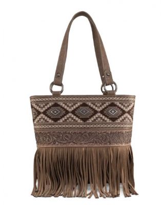 MW1330G-8317 KH Montana West Tooled/Embroidered Collection Concealed Carry Tote