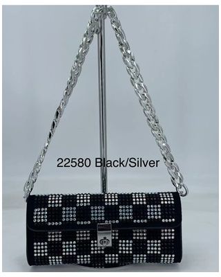 22580 bk/wt evenning bag