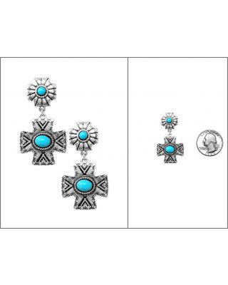 AE6802 SBTQ WESTERN SEMI STONE DANGLED POST EARRING