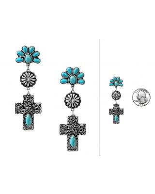 AE6879 SBTQ WESTERN SEMI STONE W/FILLGREE DROP POST