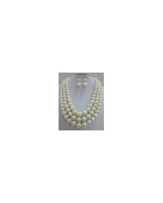 AK593 CRM PEARL NECKLACE SET
