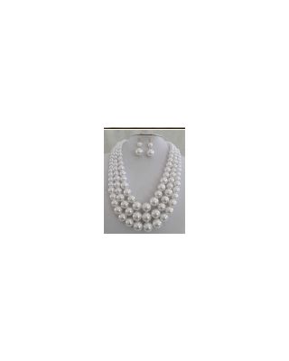 AK593 WT PEARL NECKLACE SET