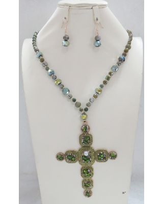 AK660GN CROSS LONG NECKLACE SET