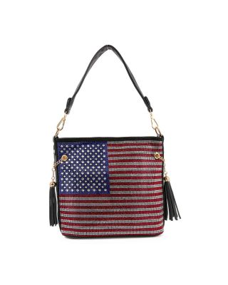 BAM-6044 BK BLING FLAG CROSS BODY BAG