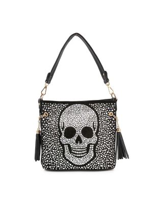 BAM-6046 BK BLING SKUAL CROSS BODY BAG