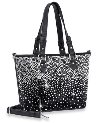 BHD-1396 BLK BLING STONE SHOPPING BAG