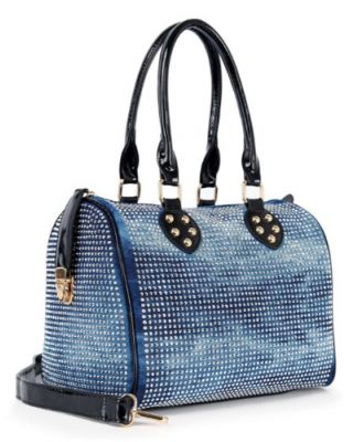 BHD-8875 BLB DENIM BLING SATCHEL BAG