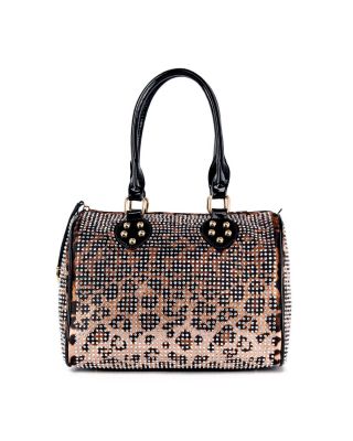 BHD-8875 LP/BR LEPERD BLING SATCHEL BAG