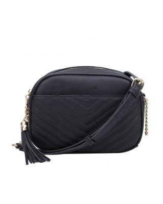 WU121 BK TWO ZIPPER CROSBODY BAG