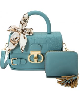 PU913-M2 BL HANDBAG WITH WALLET SET