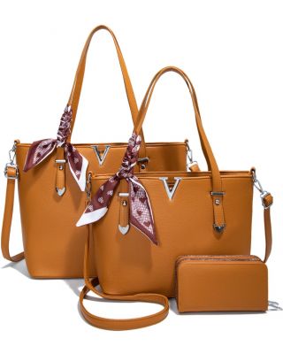 LF305-T3 BR 2 HANDBAG WITH WALLET SET