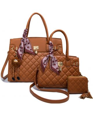 PU25501-T3 BR 2 HANDBAG WITH WALLET SETS