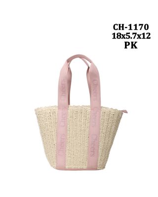CH-1170 PK STREW TOTE SHOPPING BAG