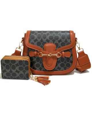 CC25521-M2 D BR CROSSBODY HANDBAG WITH WALLET