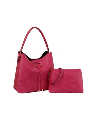 DV-0677 FU Leopard Colorblock D-ring 2-in-1 Shoulder Bag Hobo