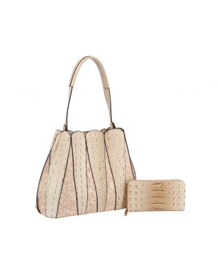 DX-0149W BG CROCO PACTCH WORK 2IN 1 SATCHEL