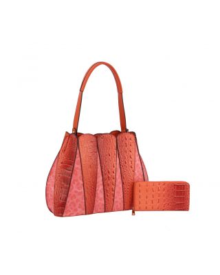 DX-0149W CR CROCO PACTCH WORK 2IN 1 SATCHEL