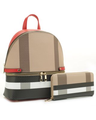 DX25122B2 BR/RD PLATE BACKPACK WITH WALLET