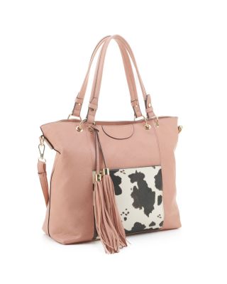 EJ91503C BH/COW COW PRINT SHOPPING TOTE 