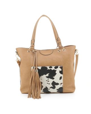 EJ91503C NT/COW COW PRINT SHOPPING TOTE 
