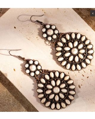 ER-1008 WT Rustic Couture's Bohemian Turquoise Stone Dangle Earring