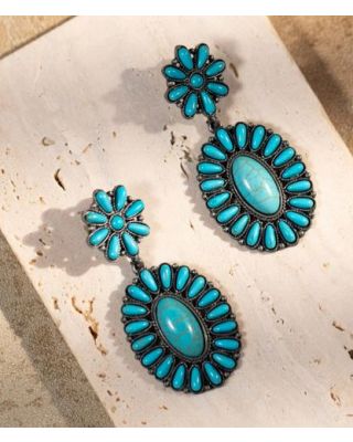 ER-1010 TQ Rustic Couture's Bohemian Natural Stone Dangle Earring