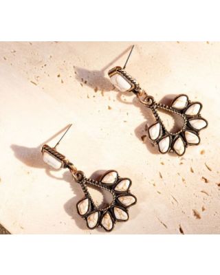ER-1018 WT Rustic Couture's Bohemian Natural Stone Earrings