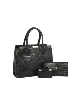 EWB203BK CROCO SHOPPING BAG 3PC SETS