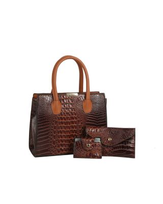 EWB203BR CROCO SHOPPING BAG 3PC SETS