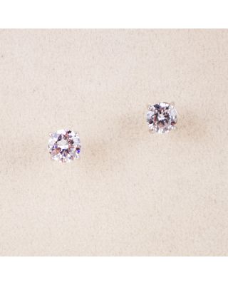 EZ-0007-3C CZ ROUND EARRING, 7MM