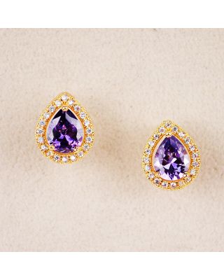 EZ-0115-2PU CZ EARRING, PURPLE