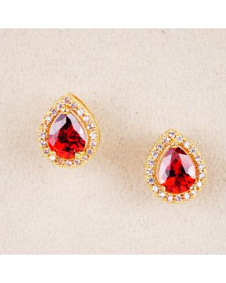 EZ-0115-2R CZ EARRING, RED