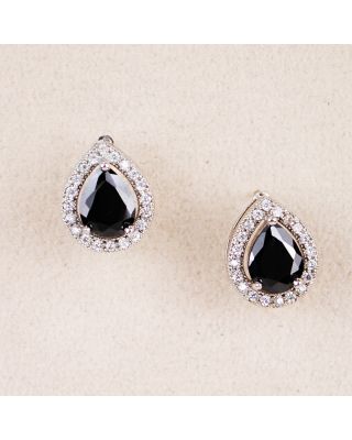 EZ-0115-3J CZ EARRING, BLACK