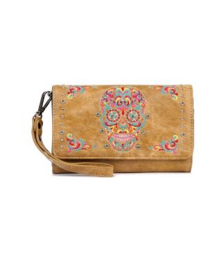 FIO-013 BR  Montana West Sugar Skull Collection Wallet/Crossbody